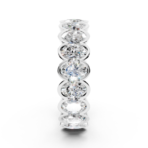 Elegante 10K oro blanco estilo clásico corte ovalado laboratorio crecido diamante eternidad boda banda para mujer joyería de lujo - Product Image 3