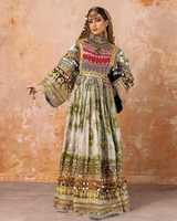 Robes afghanes Kuchi en soie 100% à imprimé floral, longues et respirantes, de style A-line, dernières tendances, vente en gros pour femmes et filles