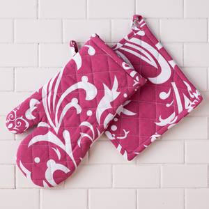 100% Cotton <b>Oven</b> <b>Mitts</b> with Silicone printed Pot Holders for Cooking Microwave Baking Home Food Protection for Restaurants - Product Image 2