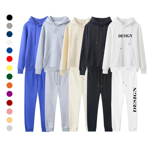 Survêtement en coton de haute qualité pour hommes personnalisé grande taille hommes survêtement broderie impression Logo unisexe sweats à capuche pantalons de survêtement survêtement - Product Image 1