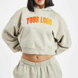 Sweat à capuche court à manches longues de haute qualité grande taille pour les femmes Logo personnalisé avant conception respirante vente chaude sweat-shirt pour l'hiver - Product Image 1