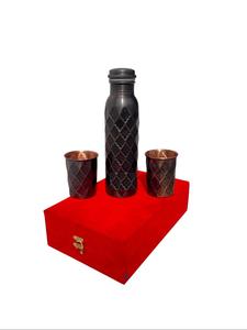 Botella de agua de cobre impresa estilo diamante disponible más duradera y extra confiable para uso antibacteriano con caja de terciopelo - Product Image 3