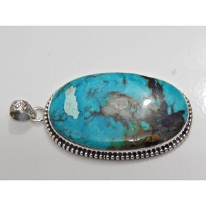 Joyería de Plata de Ley 925 hecha a mano, colgante de cabujón turquesa Natural, regalo para niñas y mujeres - Product Image 3