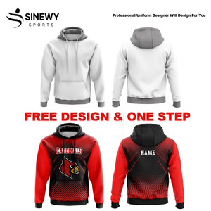 Sudaderas con capucha unisex rojas y negras, sudaderas con capucha para hombre con estampado de sublimación de luz de poliéster 100%, venta al por mayor en blanco para la temporada de invierno - Product Image 4