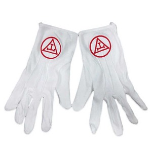 Gants de travail maçonniques blancs 100% coton avec symboles brodés Cadeaux fantaisie - Product Image 2