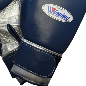 Professional Navy Silver <b>Leather</b> Boxing <b>Gloves</b> Velcro Wrist Training Sparring <b>Gloves</b> for Men and <b>Women</b> - Product Image 4