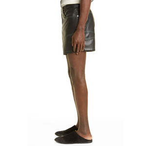 Short en cuir pour hommes à la mode avec fermeture à glissière et ceinture réglable Short en cuir pour hommes classiques - Product Image 5