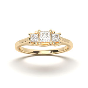 Bague de fiançailles en or massif Moissanite de 0.60 carats E-F/VVS-VS coupe princesse 3 pierres 10K 14K 18K ensemble de broches - Product Image 1