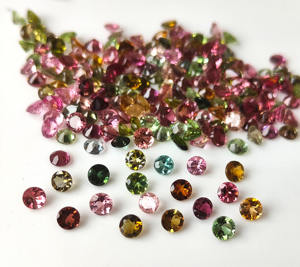 Turmalina Multicolor Natural de 1.25mm-8mm, Corte Redondo Facetado, Gema Suelta con Juego de Color/Fuego para Joyería - Product Image 4