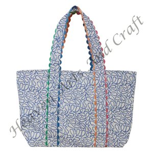 Sac à main pliable de créateur, bandoulière, imprimé à la main, sac de shopping en coton, sac fourre-tout - Product Image 4