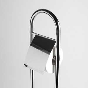 Portarrollos de Papel Higiénico y Escobillero Cromado con Base Redonda, Accesorios para Baño - Product Image 2