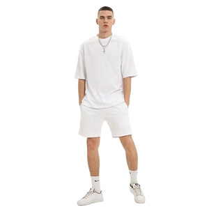 Conjunto de camisa y pantalones cortos para hombre de dos piezas de malla informal de talla grande de diseñador personalizado 100% ropa de verano de algodón - Product Image 1