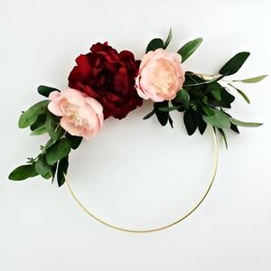 Nouvelle couronne de décoration de Noël fleur et feuilles pour décoration murale et de chambre de Noël en métal de fer de forme ronde - Product Image 5