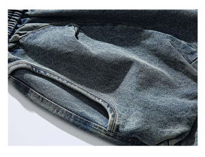 Pantalones Cortos de Lona de Alta Calidad, Vaqueros Azules de Cintura Alta a la Moda, Pantalones Casuales con Cintura Elástica y Cordón Ajustable para Hombre, 180g, Tejido de Secado Rápido - Product Image 6