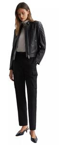 Veste en cuir véritable pour dames Veste décontractée à fermeture éclair noire matelassée sans col Veste personnalisée respirante MS-LJ-0076 - Product Image 5