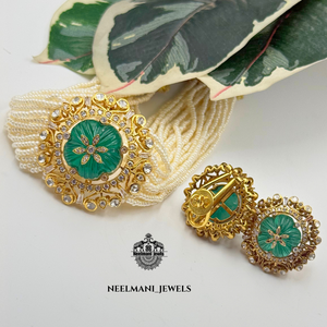Coral and <b>Emerald</b> Moissanite Pendent and <b>Studs</b> Elegant Jewelry Pendants & Charms - Product Image 4