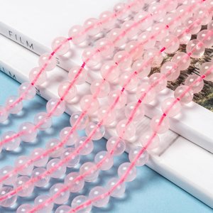 ลูกปัดโรสควอตซ์สีชมพูธรรมชาติขนาด 8 มม. รูปทรงกลม สำหรับทำเครื่องประดับ DIY สร้อยข้อมือ สร้อยคอ ขายส่ง - Product Image 1