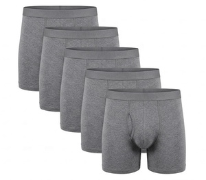 Paquete de Calzoncillos Boxer para Hombre, Color Gris, Corte Medio, Transpirables, de Algodón, Color Sólido, Tejido Liso, Lavables a Máquina - Product Image 1