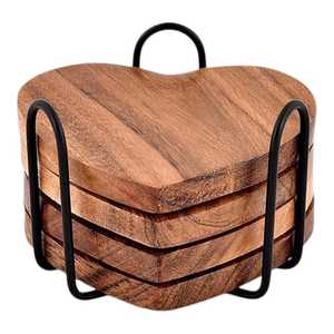 ที่รองแก้วไม้รูปหัวใจทำจากไม้ปรับแต่งโลโก้ได้ - Product Image 6