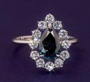 Nouvelle poire coupe bleu laboratoire cultivé diamant bague de fiançailles 18K or blanc femmes bague en gros luxe personnalité bijoux - Product Image 5