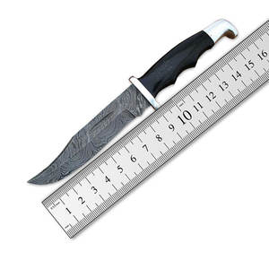 Cuchillo de Caza y Camping de Acero de Damasco de Grado Industrial de Alta Calidad, Mango de Madera Hecho a Mano, Soporte de Personalización OEM, 3 Años de Garantía - Product Image 1