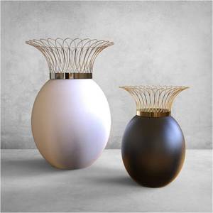 Jarrón Decorativo Moderno de Lujo con Corona de Alambre Metálico Dorado para Decoración de Interiores de Hogar y Hotel. - Product Image 1