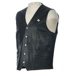 Gilet vestes en cuir en cuir de vachette véritable de haute qualité sur mesure Design unique Style Hip Hop meilleur gilet en cuir fait - Product Image 1