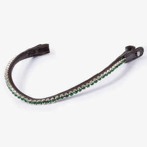 Banda de cejas de caballo de cuero Premium negro con forma de onda decorada con cristales de vidrio verde esmeralda de una sola fila banda de cejas mega Bling - Product Image 1