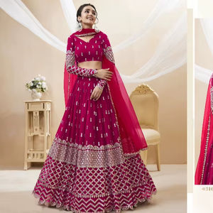Véritable georgette élégante lehenga choli avec paillettes zari brodé travail parfait pour la collection de mariage - Product Image 1