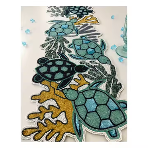 Chemin de table isolé et spécial brodé 100% pur haut fait à la main perlé décoratif chemin de table décor de ferme chemin de table - Product Image 3