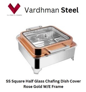 Cubierta de Cristal Cuadrada para Chafing Dish, Color Oro Rosa, Marco en Forma de W o E, 7L, a un Precio Confiable, Chafing Dish Cuadrado con Cubierta de Cristal, 7L - Product Image 4