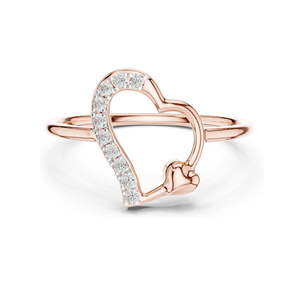 Anillo de Diamantes en Forma de Corazón, Oro de 18K, 14K, 10K y Plata 925, Oro Rosa/Amarillo/Blanco, Anillo de Compromiso para Mujer con Diamantes de 0.08ct - Product Image 1