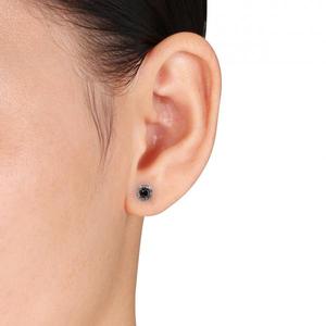 14K <b>White</b> Gold Black <b>White</b> Diamond Halo Stud <b>Earrings</b> 0.50ct GIA Certified Rose Yellow Gold Trendy Gold for Engagement <b>Pearl</b> - Product Image 1