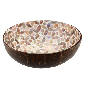 Bol en laque de noix de coco écologique de haute qualité avec nacre incrustée prix de gros bon marché pour les ustensiles de cuisine bol alimentaire Vietnam - Product Image 1