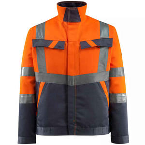 Hi Vis เสื้อแจ็คเก็ตทํางานผู้ชายก่อสร้างเครื่องแบบการมองเห็นสูงเสื้อผ้าสวมใส่เพื่อความปลอดภัยสวมใส่ทํางานแถบสะท้อนแสงแบบกําหนดเองสําหรับผู้ชาย - Product Image 1