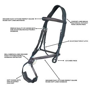 สายบังเหียนรูปเลข 8 สำหรับกระโดดขี่ม้า ทำจากหนังวีแกนแท้ คุณภาพพรีเมียม ผลิตด้วยมือ ปรับแต่งได้ ทนทาน น้ำหนักเบา พร้อมเกือกม้าสำหรับขี่ม้า - Product Image 6