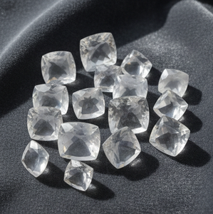 Natural <b>White</b> Faceted Quartz <b>Cushion</b> Cut Loose Gemstones For Professional Jewelry Manufacturing Wholesale Factory Export Supply - Product Image 2