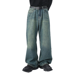 Pantalones Deportivos Casuales Personalizados para Hombre, Estilo Denim Vintage, Colorido, Pierna Ancha, Holgados, Rectos, Acampanados, 100% Poliéster, Gruesos - Product Image 2