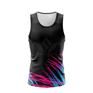 เสื้อกล้ามผู้ชายแบบไม่มีแขน พิมพ์ลายไล่เฉดสีแบบ Sublimation ระบายเหงื่อได้ดี ผลิตจากโพลีเอสเตอร์ เหมาะสำหรับเล่นกีฬา ทรงปกติ - Product Image 1