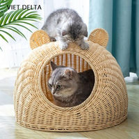 Lit complet pour animaux de compagnie le plus vendu en rotin du Vietnam, artisanat, nouveaux styles, panier pour animaux de compagnie