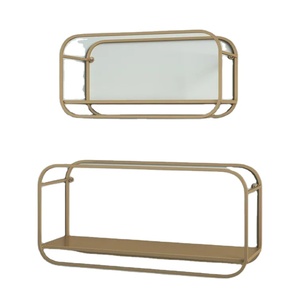 2023 High Quality Modern Style Floating <b>Shelves</b> Natural Finished Wooden Metal Frame Wall Mounted Home Hotel Living Room Kitchen - Product Image 1