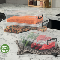 Ensemble de 2 boîtes de rangement modernes pour cuisine en plastique PP de 4,4 L, avec couvercles verrouillables, empilables, hermétiques, transparentes, pour le stockage des aliments