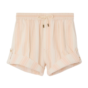 Shorts élégants d'été pour femmes, rayés, en Spandex/Nylon, décontractés, respirants, séchage rapide, pour usage quotidien, avec taille élastique tissée mi-haute - Product Image 1