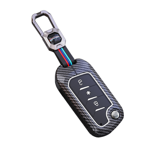 Fundas para llaves de coche, Funda de cuero de fibra de carbono para llaves con Mahindra Scorpio XUV 300 Marazzo XUV 700 XUV 400 EV Bolero Thar, llave de 3 botones - Product Image 5