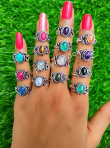 แหวนแฟชั่นขายดีประดับอัญมณีธรรมชาติชุบเงินสเตอริงชุบทองเหลืองกันน้ำสำหรับเป็นของขวัญ010 - Product Image 5