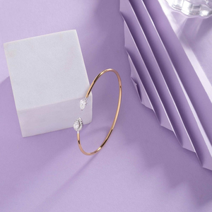 Luxury Gold Plated Open <b>Bangle</b> <b>Bracelet</b> for Women Pear Cut Cubic Zirconia Jewelry - Product Image 3