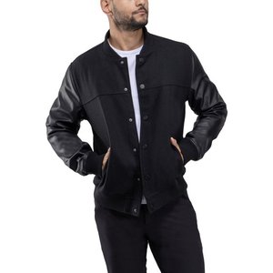 Veste universitaire pour hommes manches en cuir véritable et laine mélangée Letterman Boys College Varsity Jackets XS-5XL - Product Image 1