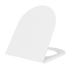 Couvre-siège de toilette en duroplast blanc à fermeture douce en forme de D - Product Image 2