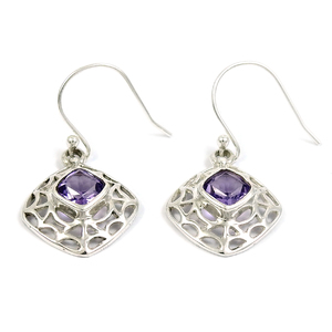 Piedra preciosa de amatista púrpura Natural, Pendientes colgantes con forma de cojín de Plata de Ley 925, joyería de piedra natal de febrero, fabricante a granel - Product Image 1