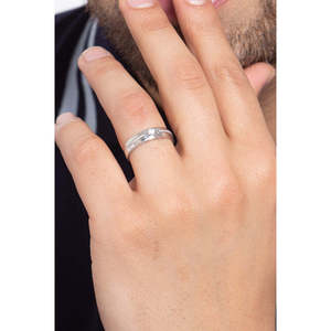 Buy Premium 925 Pure Sterling <b>Silver</b> <b>Rings</b> for <b>Men</b> Rhodium Plated Geometric Pattern Princess Cut Diamond Jewelry Inlay - Product Image 4